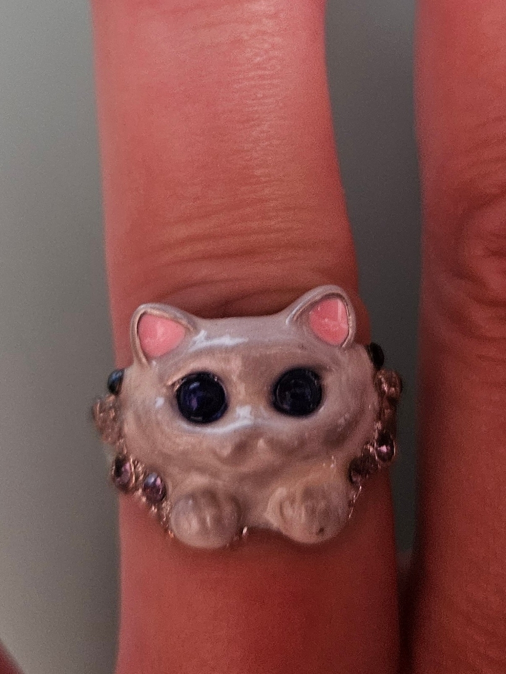 Cute Pink-Eared Cat Ring